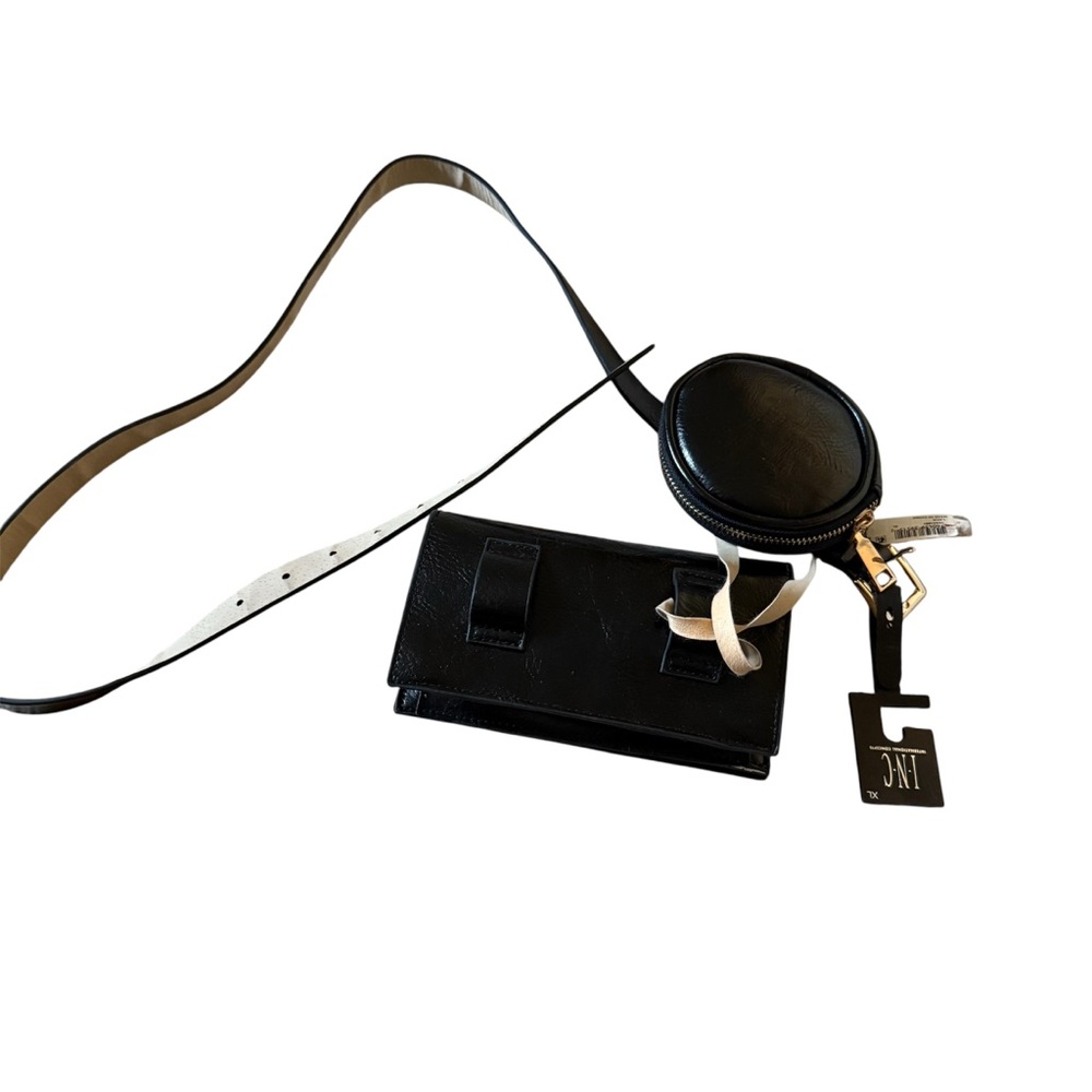 NWT INC International Concept Women’s Black‎ Belt Bag Set - Coin purse Clutch